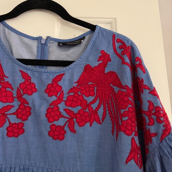 Anthropologie Hemant & Nandita Women's Lianna Embroidered Blouse Blue Large - Picture 4 of 13